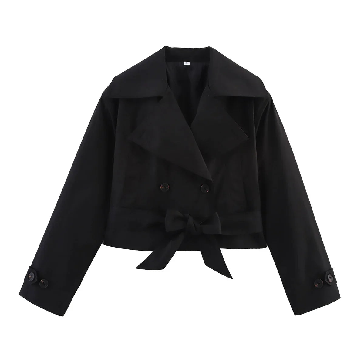 SLTNX 2026 New Women's British Wind Trench Coat Style Double-breasted Long Sleeve Belt Lapel Jacket Short Coat