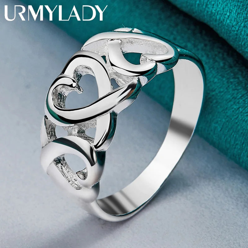URMYLADY 925 Sterling Silver Love Heart 6-10# Ring For Women Wedding Party Fashion Charm Jewelry