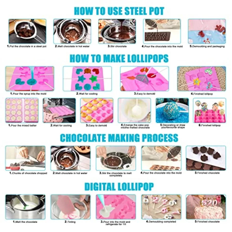 Cake Pop Maker Kit 618Pcs With Silicone Molds And Stand