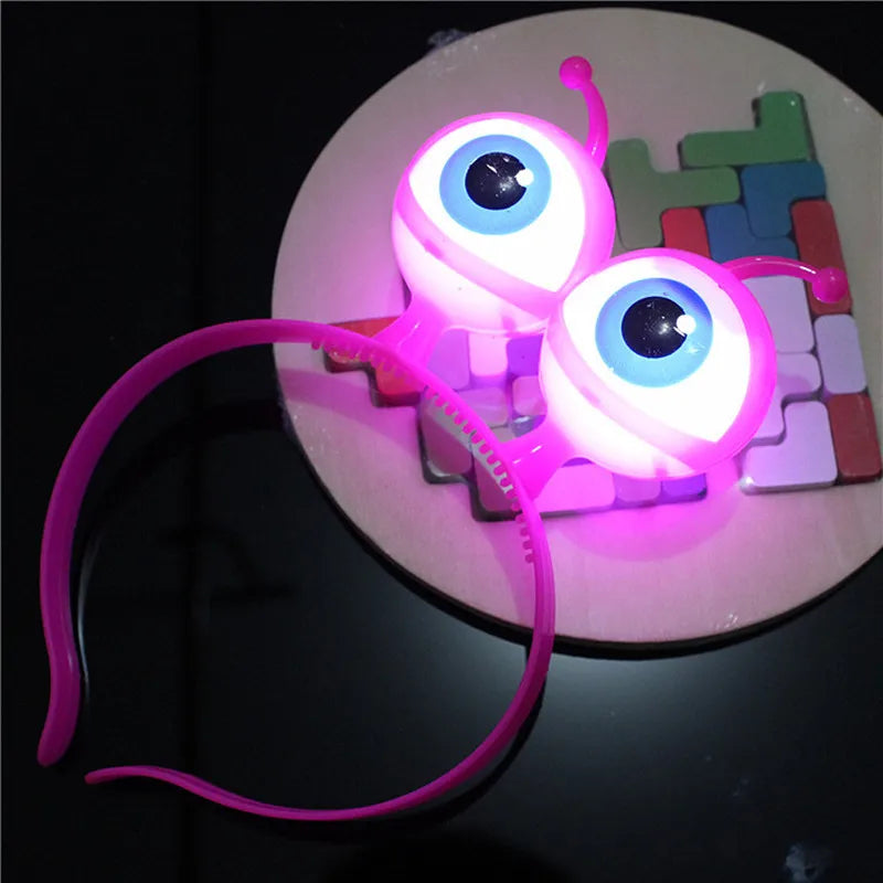 10pcs Alien Eyes LED Flashing Headband Light Up Blinking Hairband Rave Glow Party Wedding Birthday Cosplay Halloween Christmas