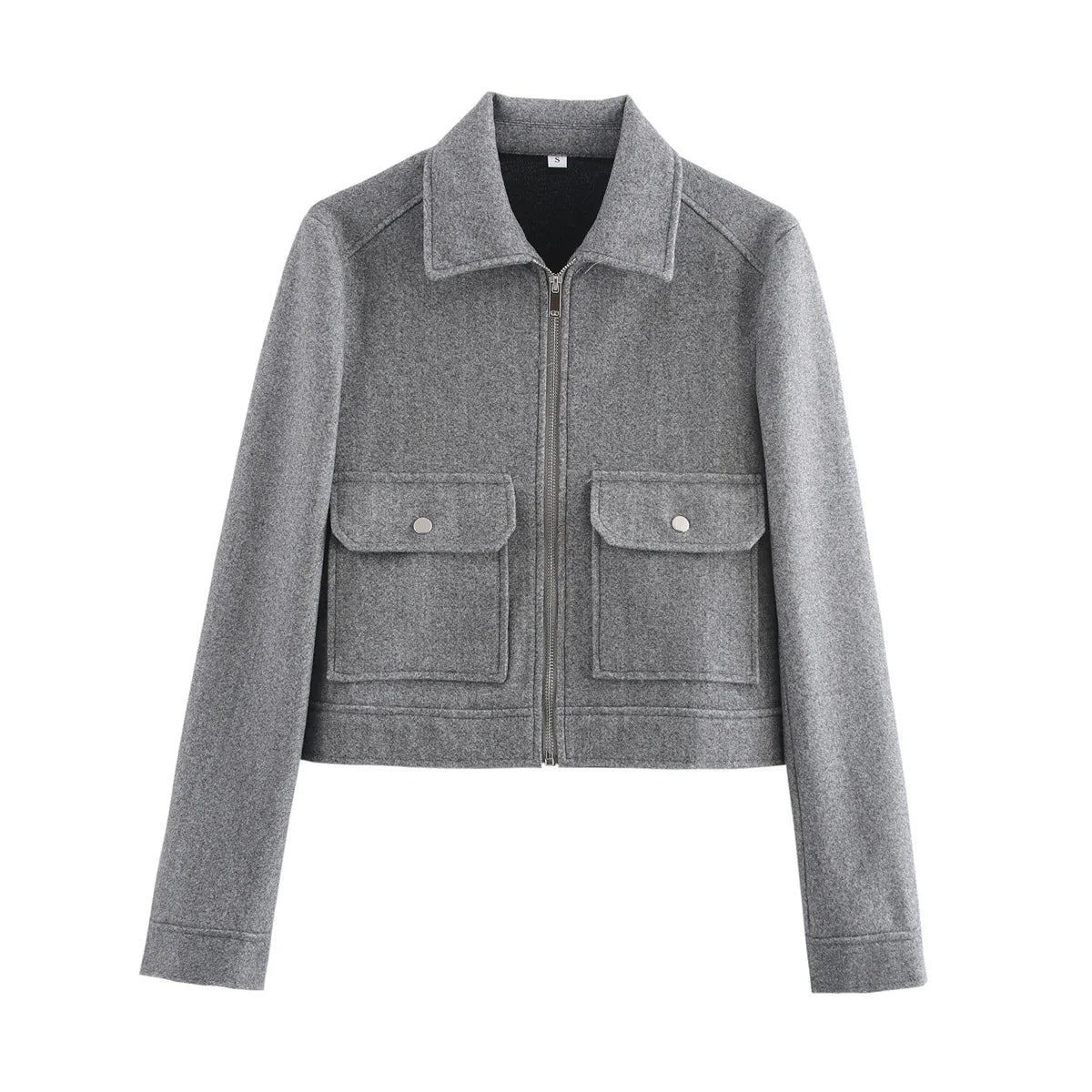 SLTNX Women's Zipper Jacket Coat New Winter Long Sleeve Pocket Outerwear Coat Short Street Elegant Women's Jacket