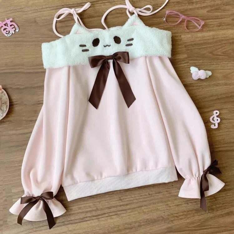 Kawaii Neko Off-Shoulder Shirt