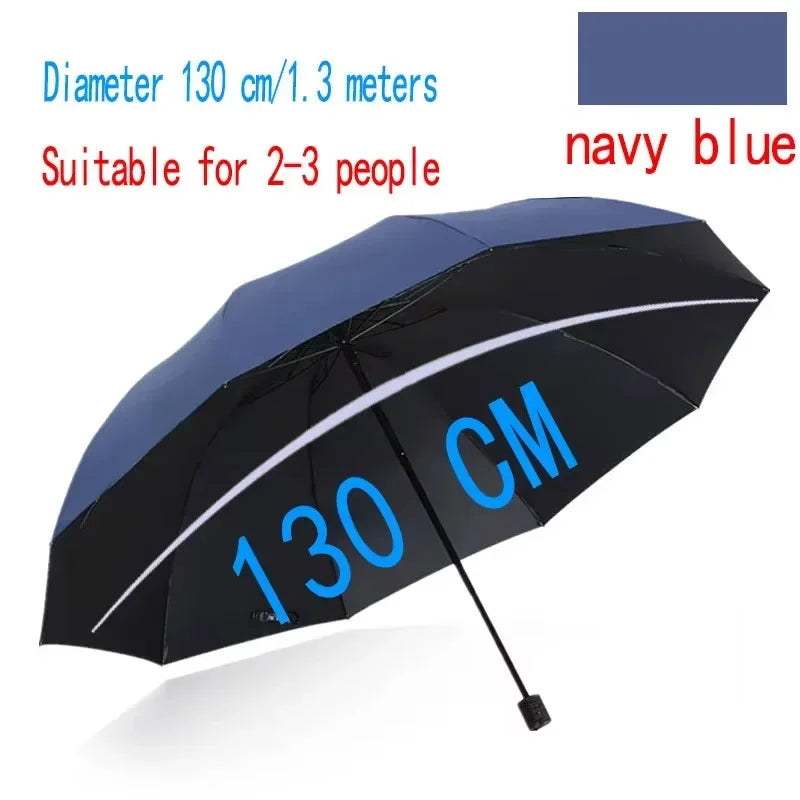Extra-Large Folding Umbrella Heavy-Duty Reinforced Compact Travel Windproof Unisex Protection Umbrellas for Business & Home Use