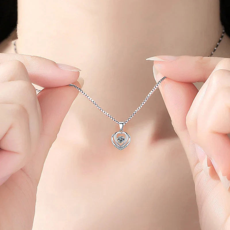 925 Sterling Silver Heart Pendant Necklace for Women