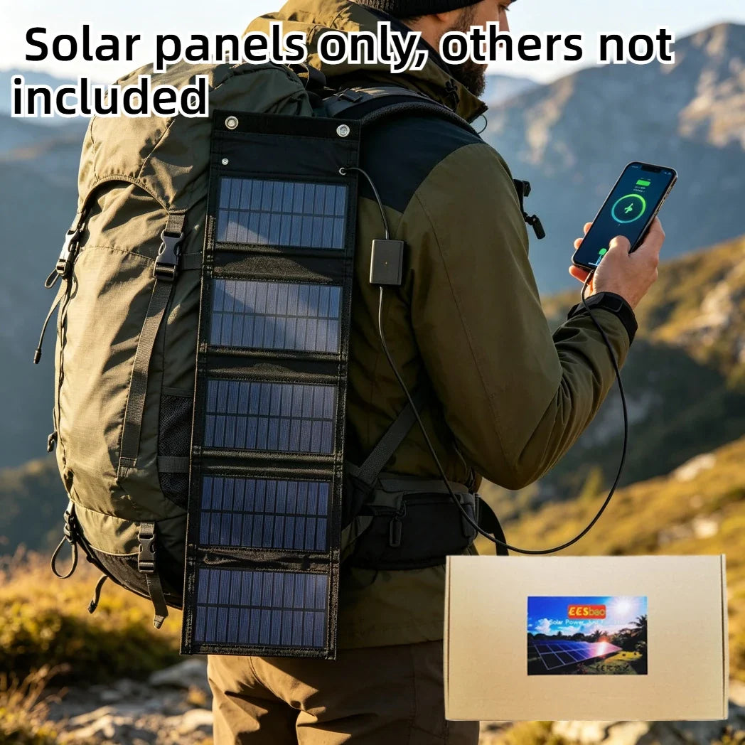Backpack Pocket Carry Portable Foldable Waterproof Solar Charger 25W 100W Dual USB Solar Power Panel Outdoor Travel Emergency