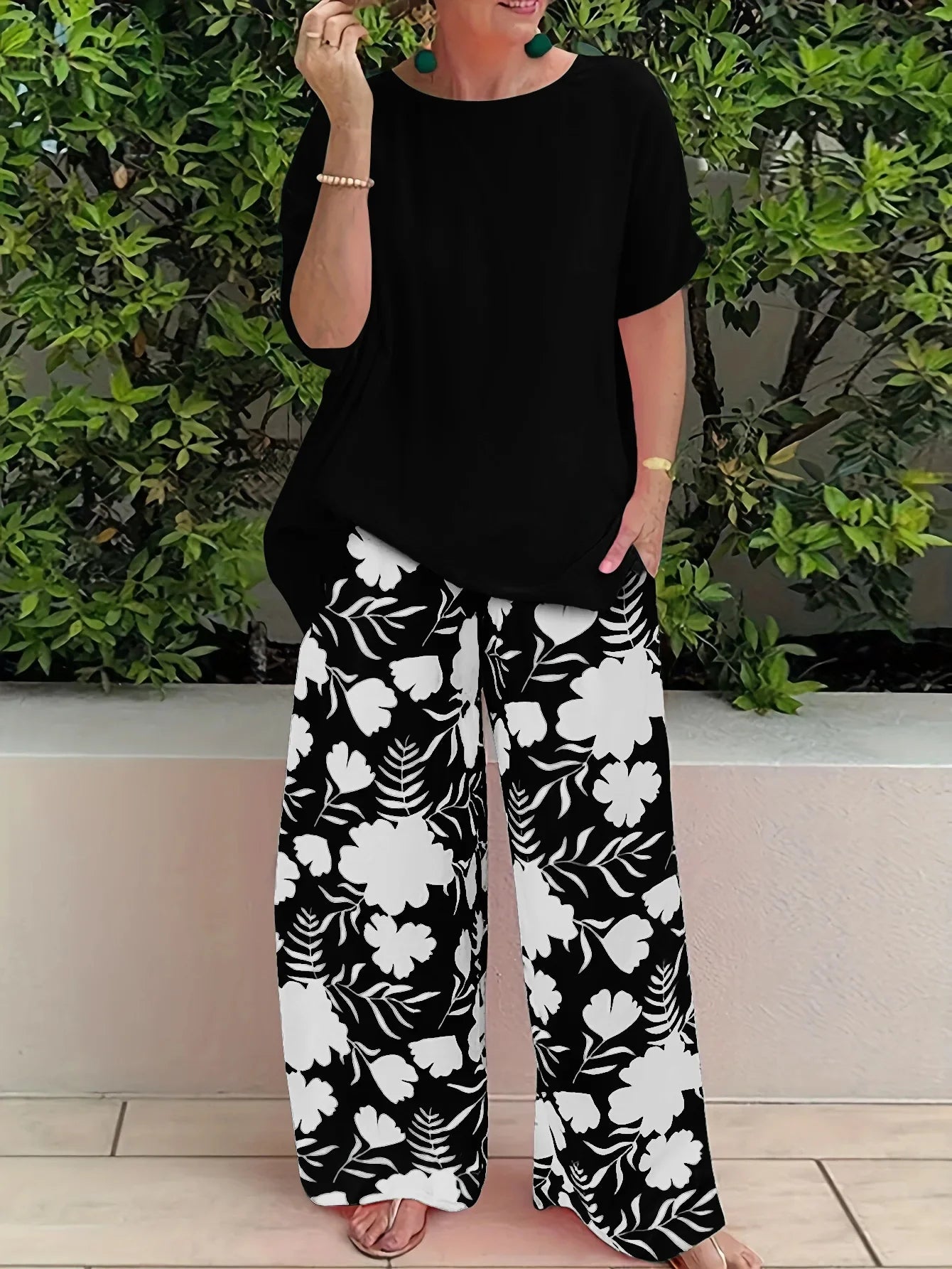 2024 Wide Leg Pant Two Piece Set Women Fashion Short Sleeve Shirt And Pant Sets Summer Casual Loose 2 Piece Sets Women Outfit