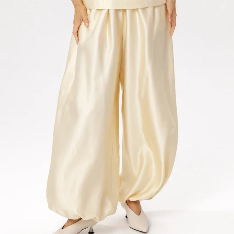 Elegant Women's Top Pant Sets Summer V-neck Short Sleeve Top High Waist Wide Leg Pant Female Suit 2026 Fashion Lady Suits