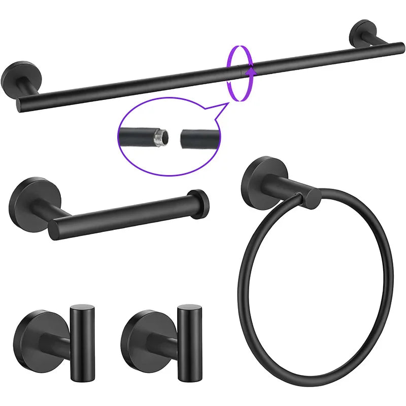 5-Piece Bath Hardware Set Brushed Finish Stainless Steel