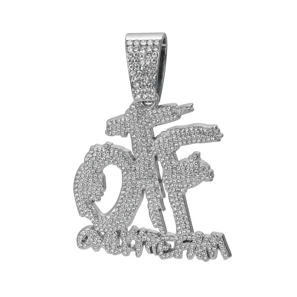 Hip Hop Fashion English Letter OTF Pendant Cuban Chain Necklace, Suitable For Daily Wear By Men And Women , Rock Party Jewelry