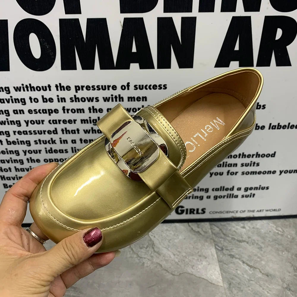 Fashion Women Loafers Plus Size Casual Women Shoes Slip On Female Flat Shoes Designer Women Mullers Patent Leather Shoes
