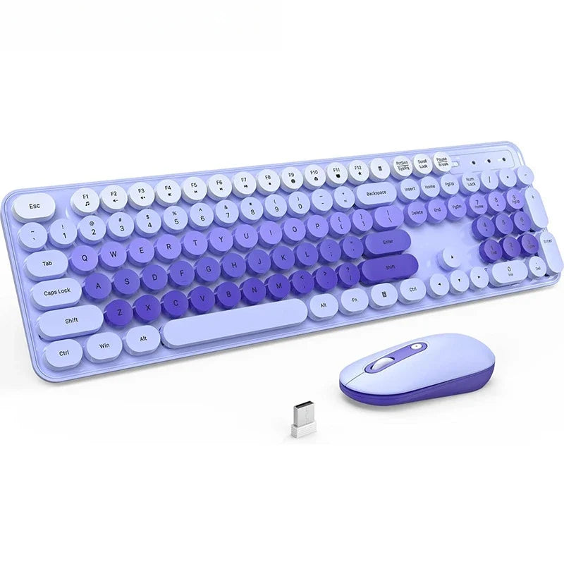 Wireless Keyboard Mouse Set High-Looking Girl Silent Office retro Cute Pink