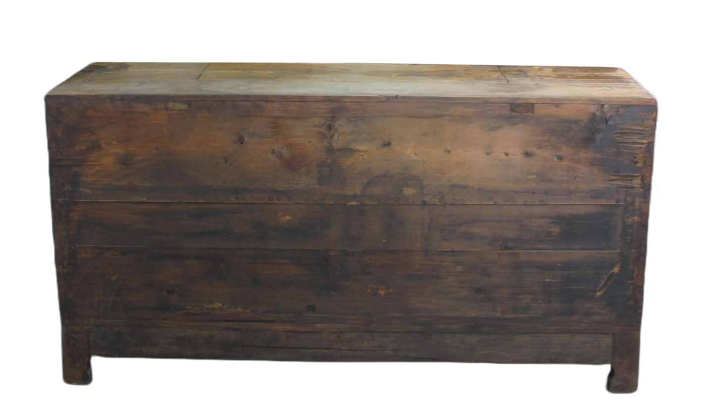 Two Doors 60" Long Red Hand Painted Antique Chinese Sideboard