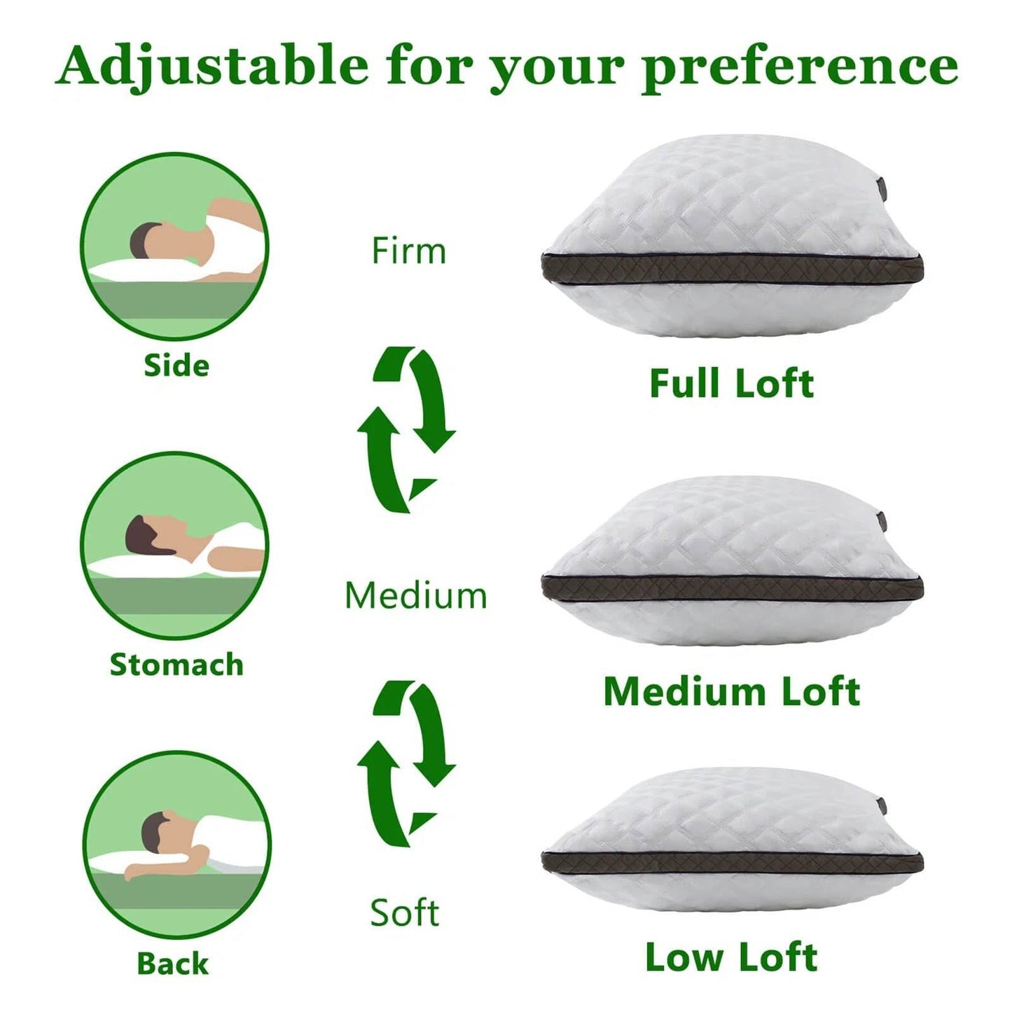 Juego de 2 almohadas de espuma viscoelástica triturada con funda extraíble tamaño estándar