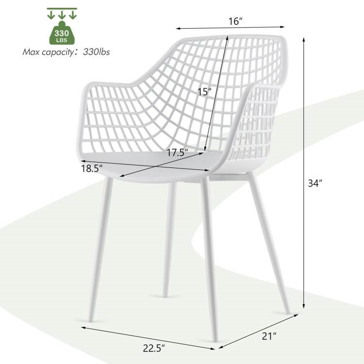 Juego de 4 sillas de comedor modernas de mediados de siglo con malla blanca y respaldo ergonómico