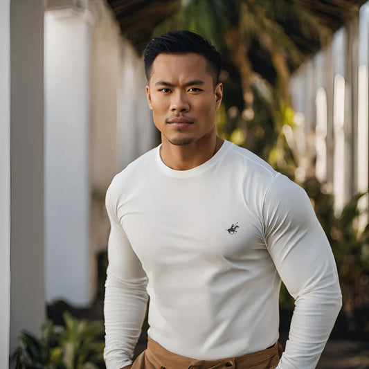 Mens Long Sleeve Shirt w Horse Emblem 6/12 Pack 100% Cotton 10+ Colors Assorted
