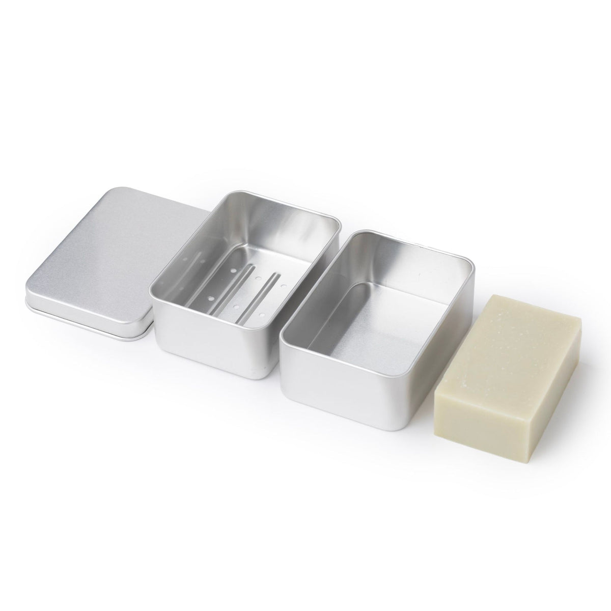 Jabonera de viaje de aluminio con drenaje