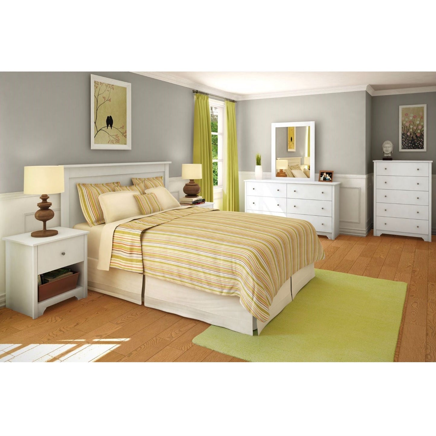 Cabecero de cama matrimonial / queen en acabado blanco