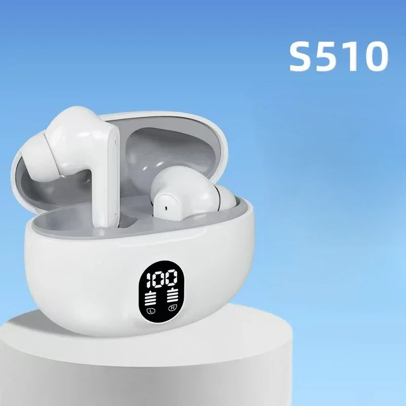 S510 Bluetooth Wireless Touch Control Headphones HiFI Stereo Waterproof Earphone TWS Sports LED Display Headset with Microphone