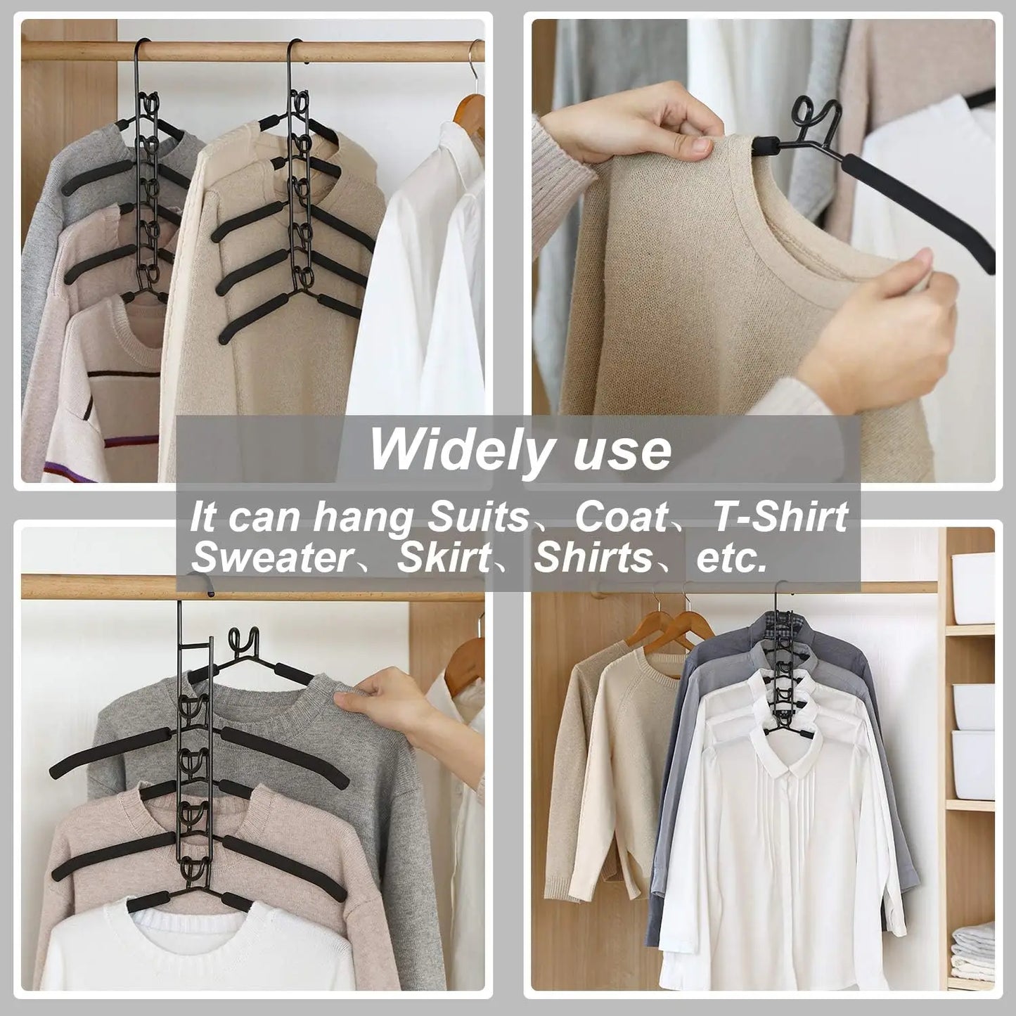 5pcs Multi-Tier Hanging Closet Hanger with Hooks Space-Saving Organizer for Closet Coats Shirts Dresses Jackets Hanging Storage