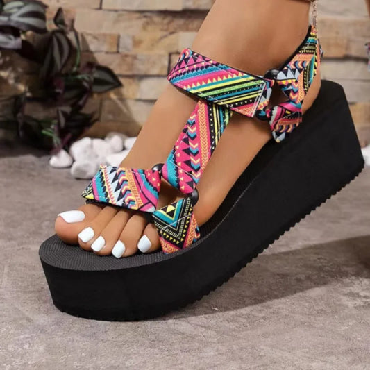 Ladies new summer thick soled shoes Women comfort cloth Sandals Beach Set Foot Sandals exposed toe Light Casual Slippers Zapatos