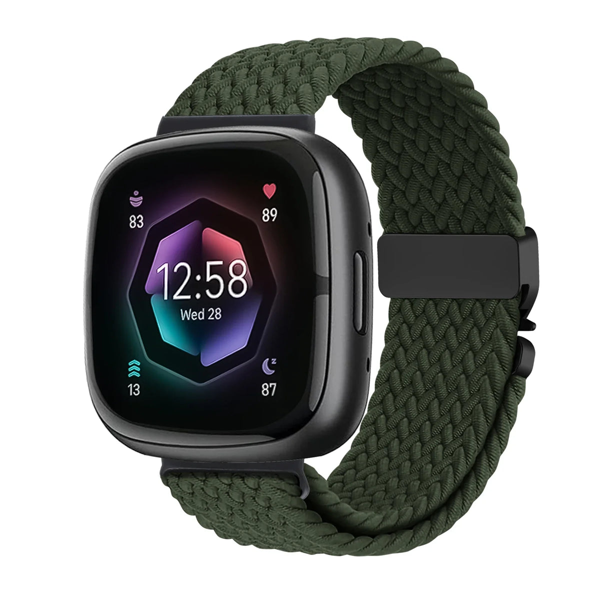 Fitbit Versa 4, Versa 3, Sense 2 & Sense Braided Band, Parachute Clip
