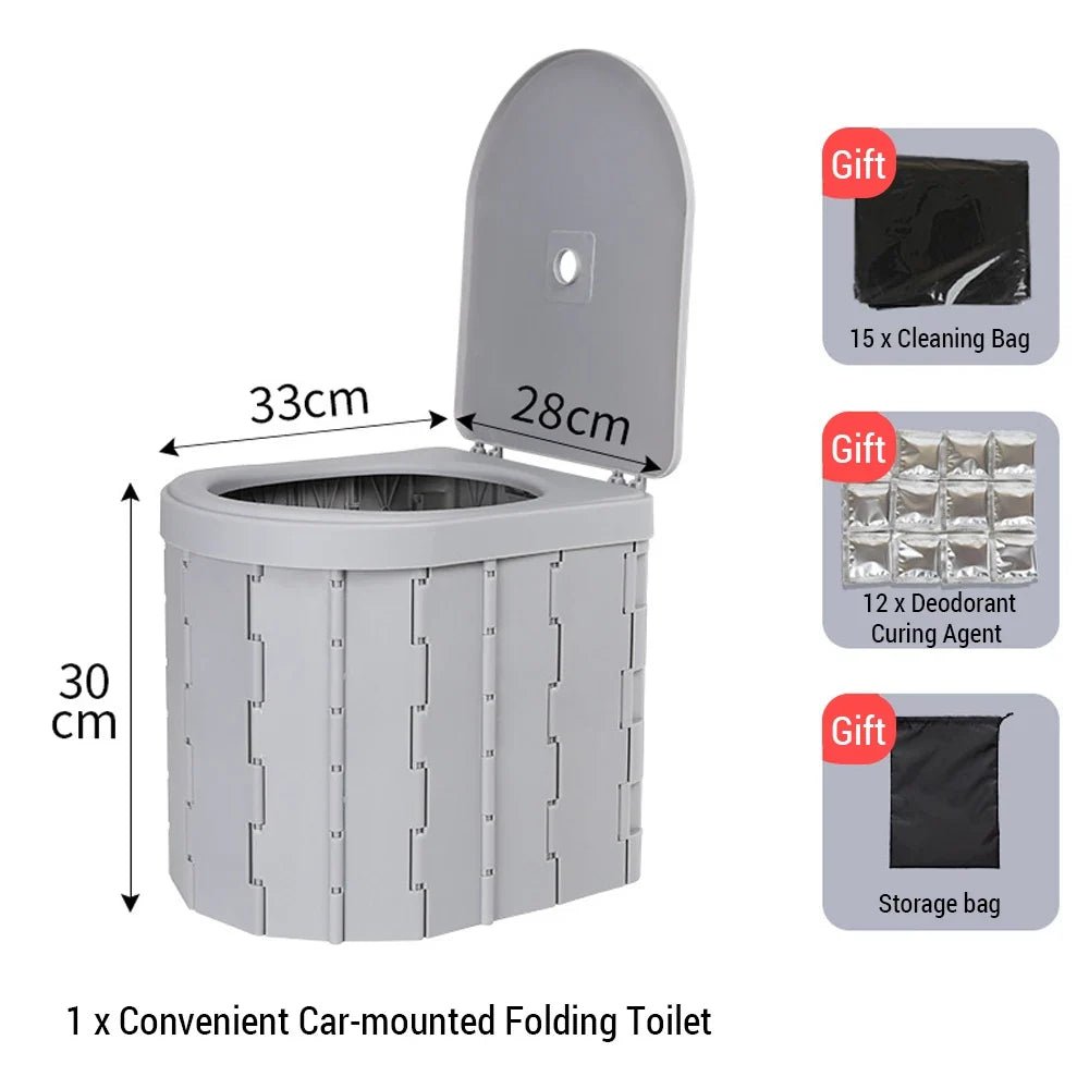 Portable Toilet for Camping Convenient Car-mounted Folding Toilet for Travel Adult Kids and Elderly Potty Odor-proof Non-slip