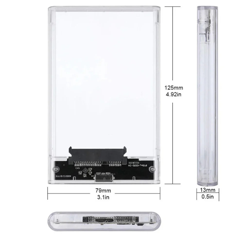 USB 3.0 HDD Enclosure 2.5inch SATA SSD Hard Drive Case with 5Gbps Transfer Speed Mobile External Housing Harddisk Boxs Cable