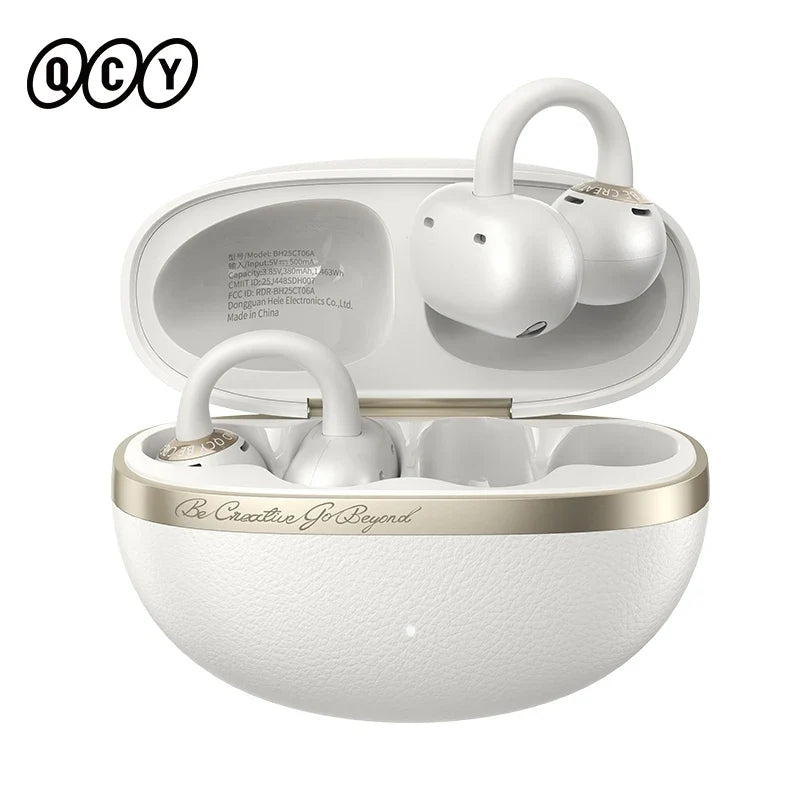 QCY Crossky C50 Open Ear Wireless Earbuds Bluetooth 6.0 Comfort Clip On Sports Earphone 4 Mic AI Clear Call Bass Boost Headphone