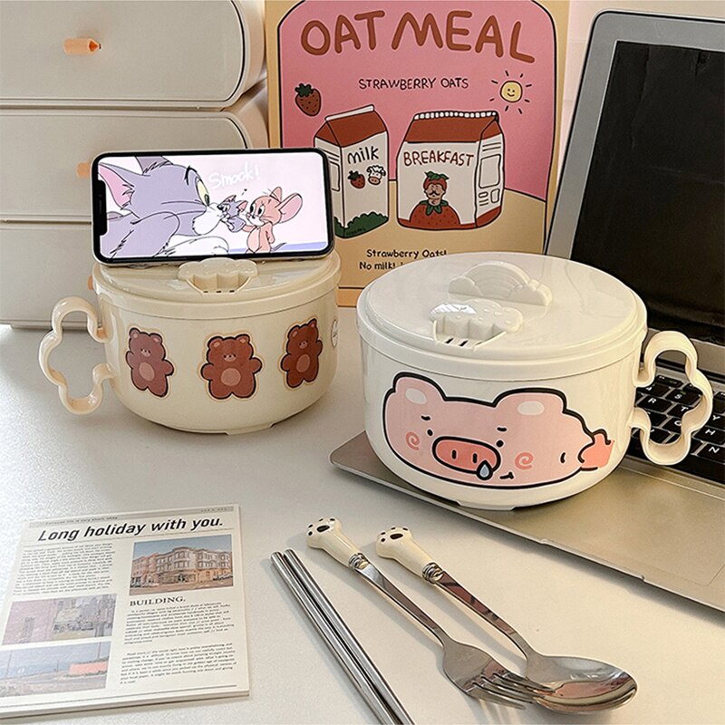 Tazón de Ramen de Osito de Peluche con Tapa