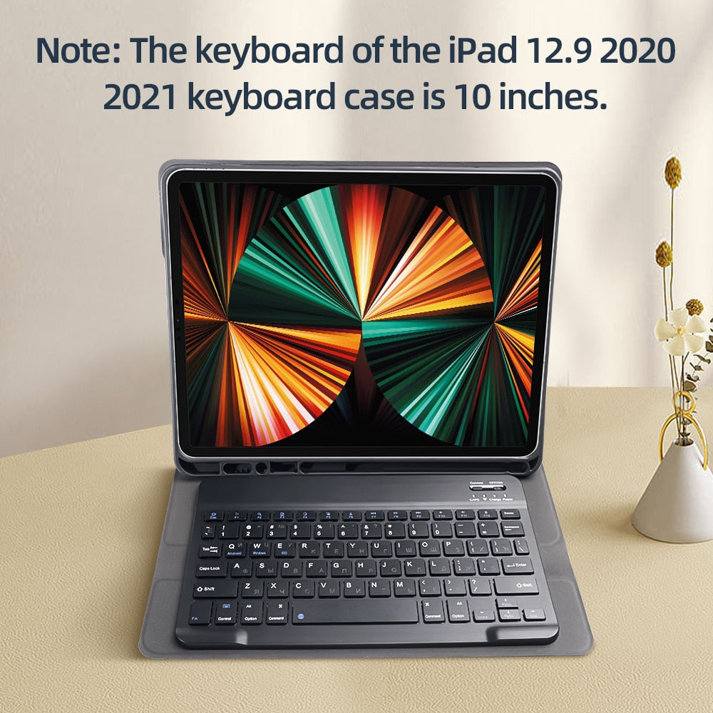 Funda de piel sintética para iPad con soporte y teclado