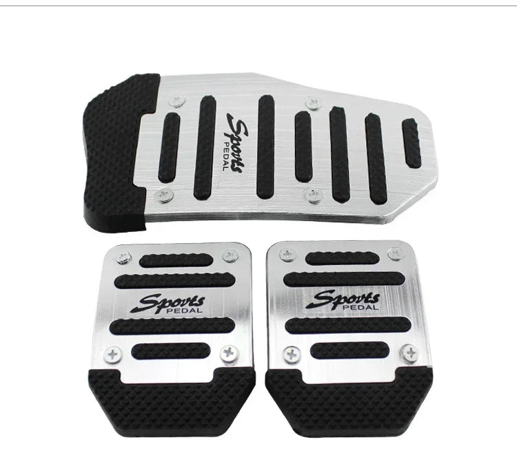 Aluminum Car Pedal Cover Set Automatic Transmission & Gas Foot Covers in Red Silvery, Blue - Stylish Auto Interior Accessories