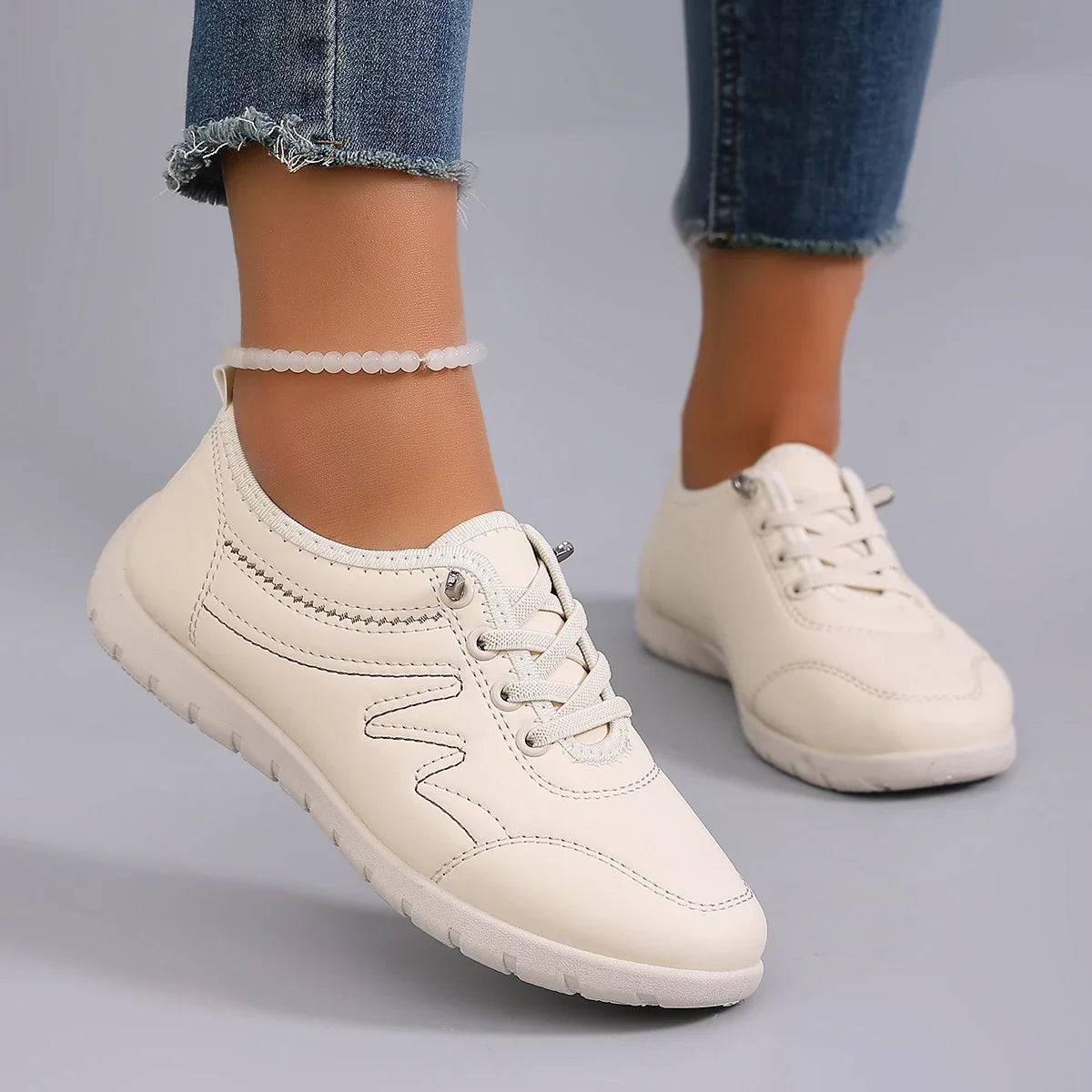 Spring new women's sports shoes, fashionable, breathable, lightweight, non-slip, wear-resistant, casual sports shoes, flat shoes