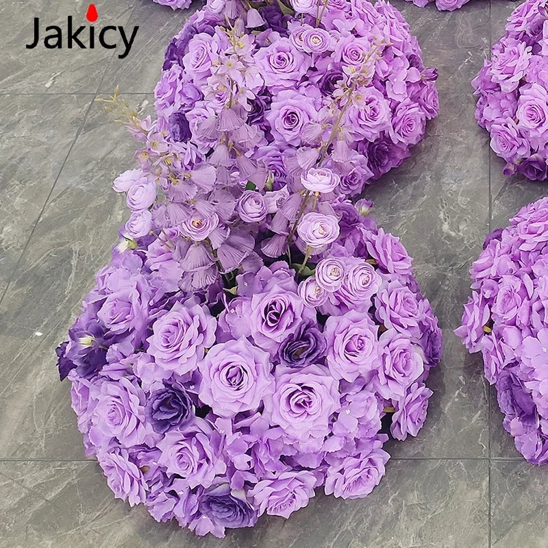 Red White Customized Artificial Rose Delphinium 50cm Flower Ball Wedding Decor Table Centerpieces Flower Decor Event Road Props