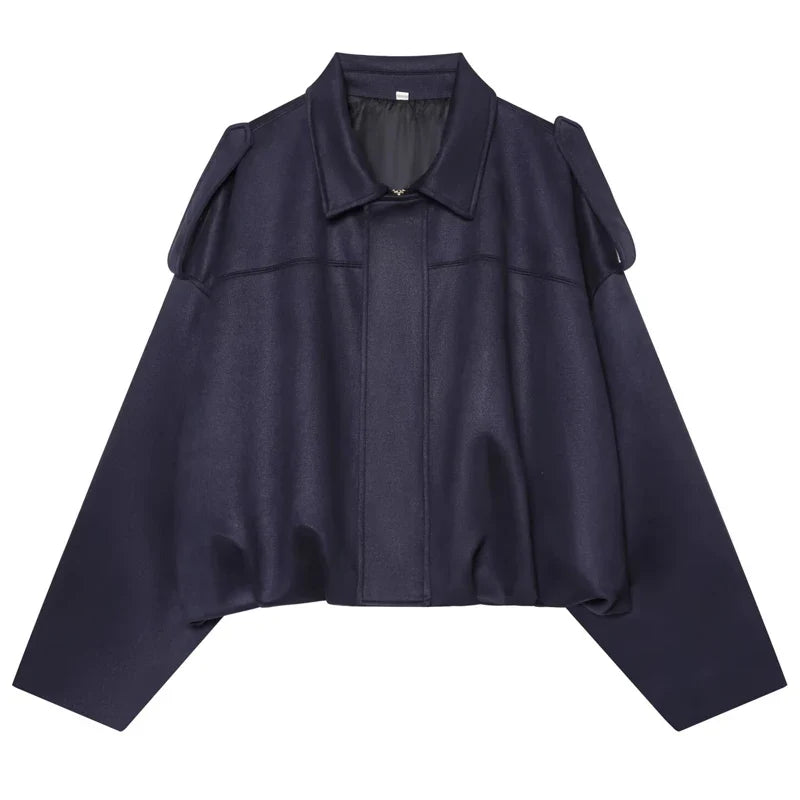 HXAO Suede Cropped Jacket Women's Bomber Jacket Oversized Batwing Sleeves Outerwears Lady Casual Loose Coat Street Style Jackets