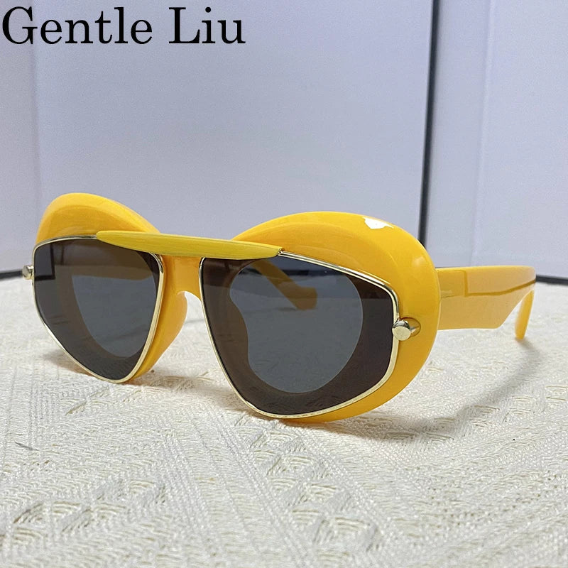 Sexy Cat Eye Punk Sunglasses Women 2026 Luxury Brand New Y2k Sports Double Frame Sun Glasses For Men Shield Eyewear Shades UV400