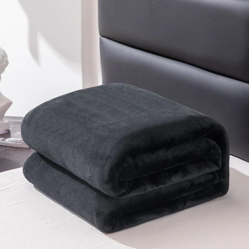 Flannel Fleece Blanket for Beds Solid Color Plain Winter Blanket Single/Queen/King Warm Soft Nap Blanket Manta Plaids for Winter
