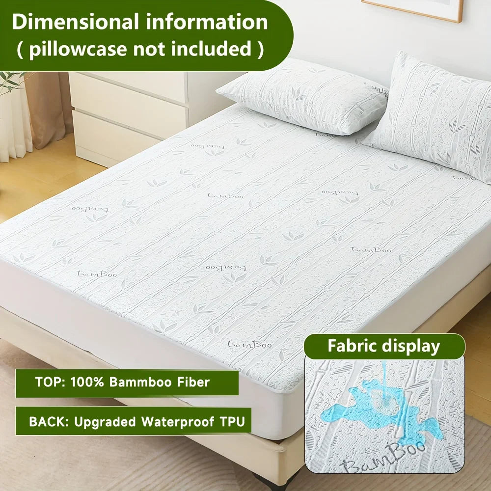 1p Cooling Bamboo Fiber Fitted Sheet, Breathable Mattress Protector