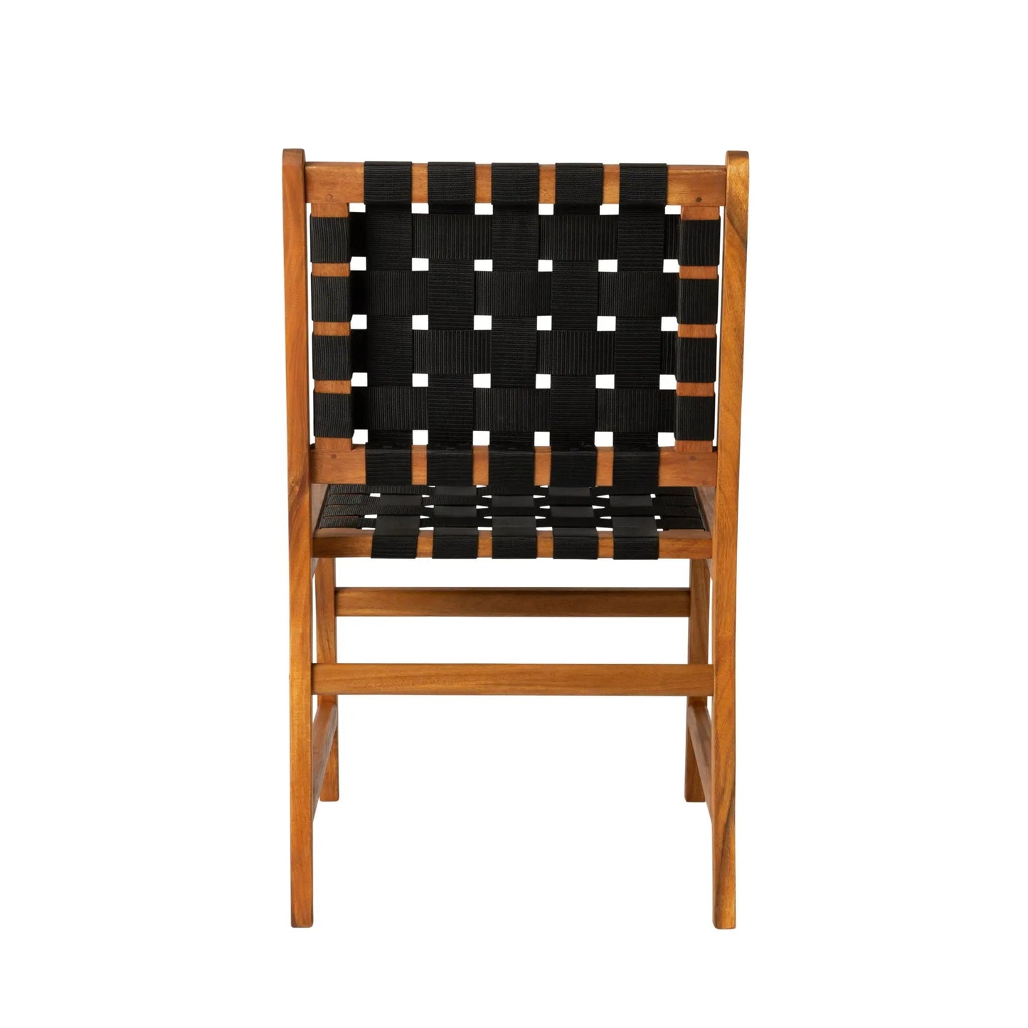Silla de comedor lateral sin brazos Sava para interior y exterior en cincha negra