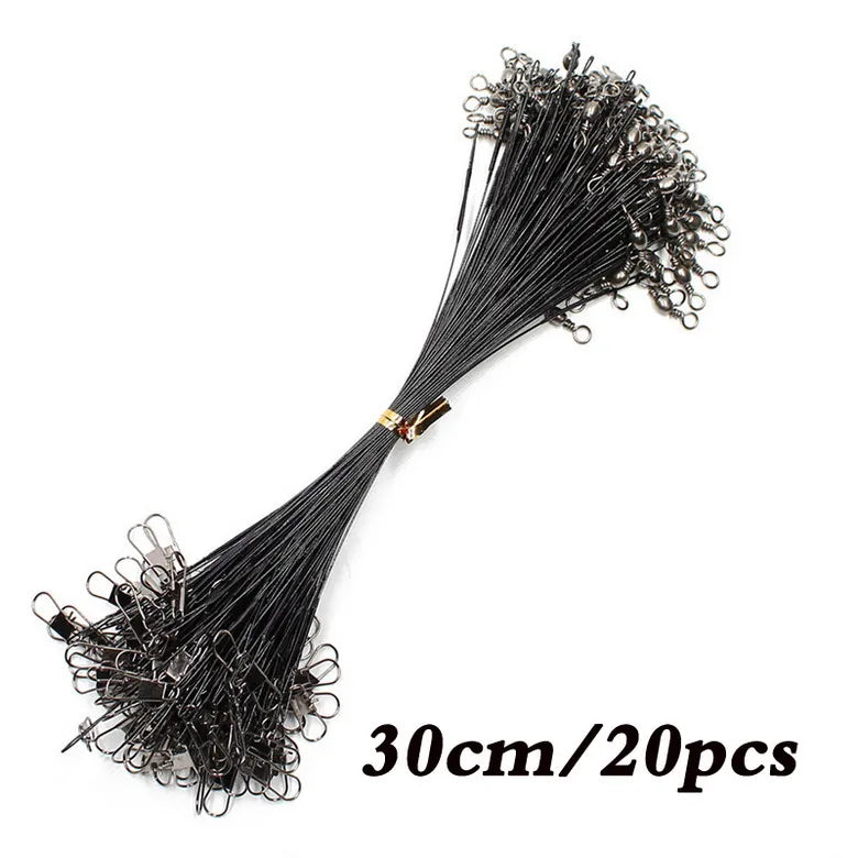 Anti Bite Steel Fishing Line Steel Wire Leader With Swivel Fishing Accessory Lead Core Leash Fishing Wire 15cm 20cm 30cm