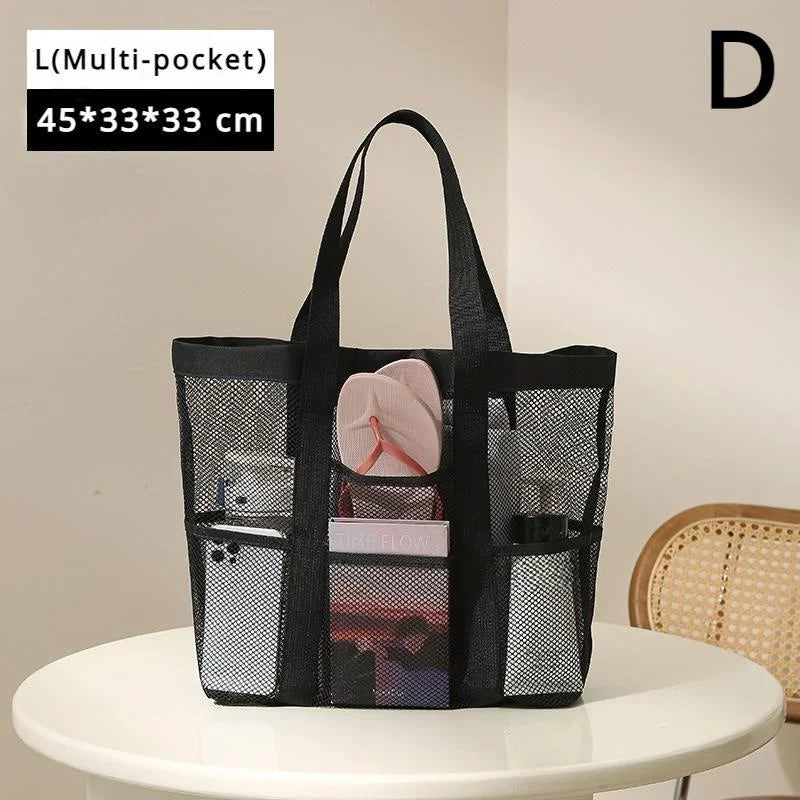 Mesh Portable Storage Bag Hanging Shower Toiletry Bag Bathroom Accessories Capacity for Beach,Swimming,Gym, Travel Essentials