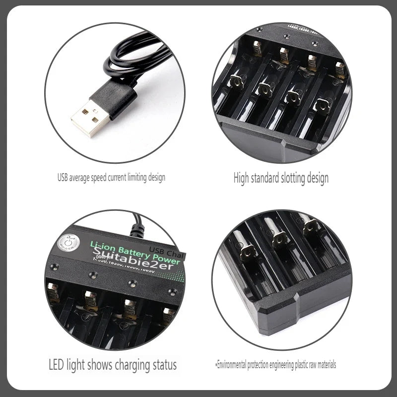 18650 Li-ion Battery Charger 4 Slots AC 110V 220V EU/US Dual For 18650 Charging 3.7V 4.2V Rechargeable Charge for 18500