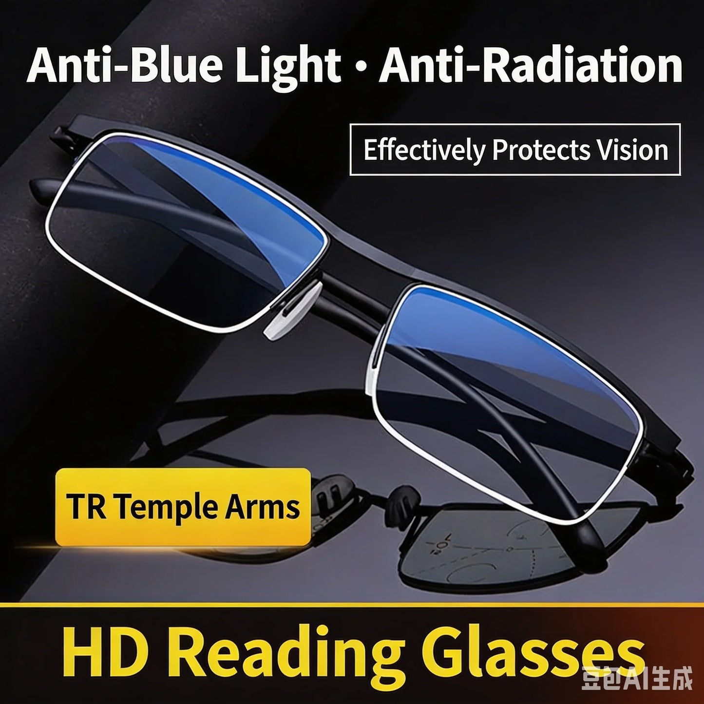 Anti Blue Light Progressive Multifocus Photochromic Reading Glasses, Dual Focus Near Far Vision Variable Focus Presbyopic Glasse