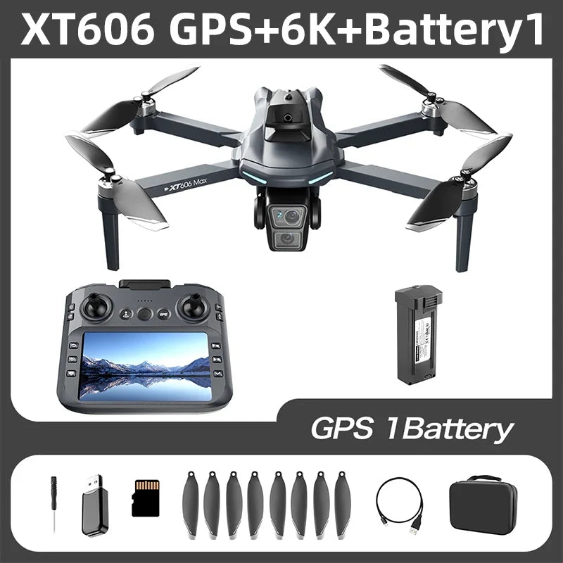 Lenovo XT606 GPS Drone 4K Professional 8K HD Dual Camera Gimbal 360°Obstacle Avoidance Brushless RC Quadcopter Dron toys