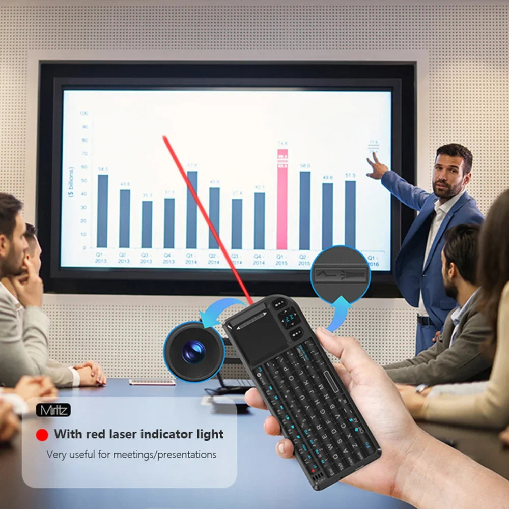 2.4G/Wireless Bluetooth Mini Keyboard Multifunctional Red Laser Keyboard With Touch Mouse Compatible For iOS Windows Android