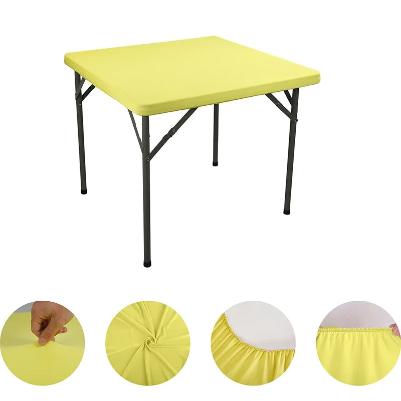 Square Elastic Edge Fitted Table Cover Stretch Cocktail Tablecloth For Wedding Picnic Banquet Party Decor Table Cloth