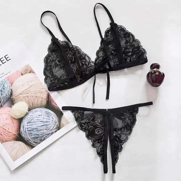 Transparent Sexy Lace Bra Set Exotic Sets Hollow Bra And Panty Women Prints Intimates Underwear Porn Fancy Sexy Luxury Lingerie