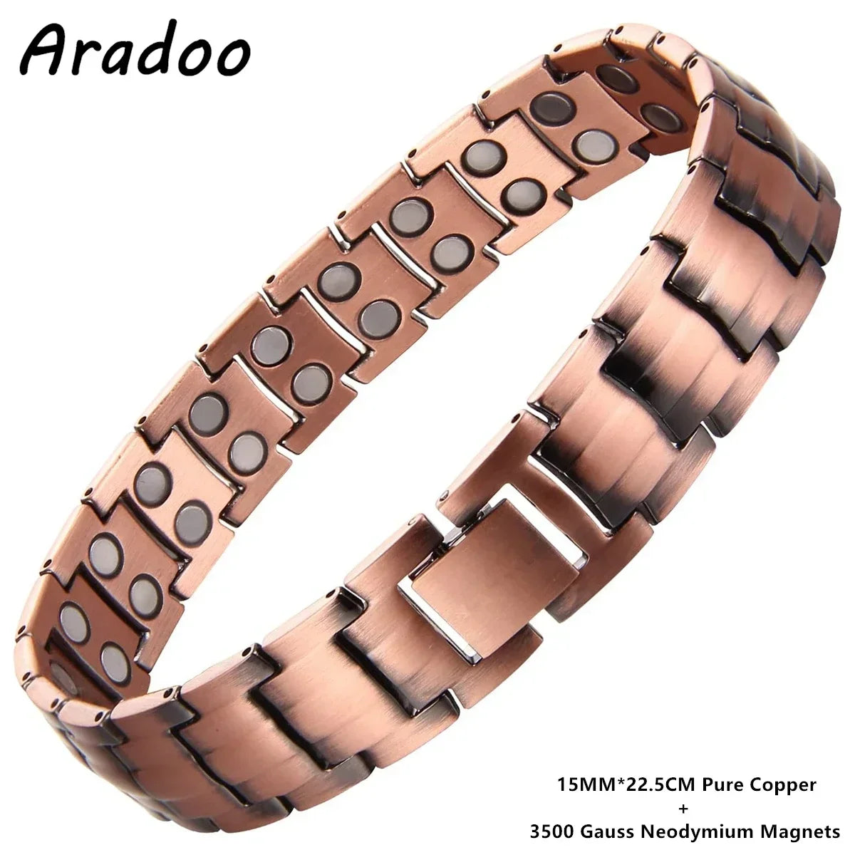 ARADOO 99.9% Pure Copper Bracelet with Double-Row Strength Magnets Jewelry Gift