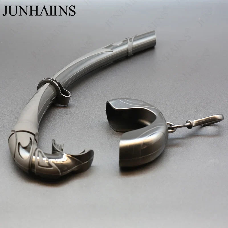 JUNHAIINS Tempered Glass Freediving Mask Snorkeling Set Foldable Snorkel J-Type Diving Mask with Camera Mount
