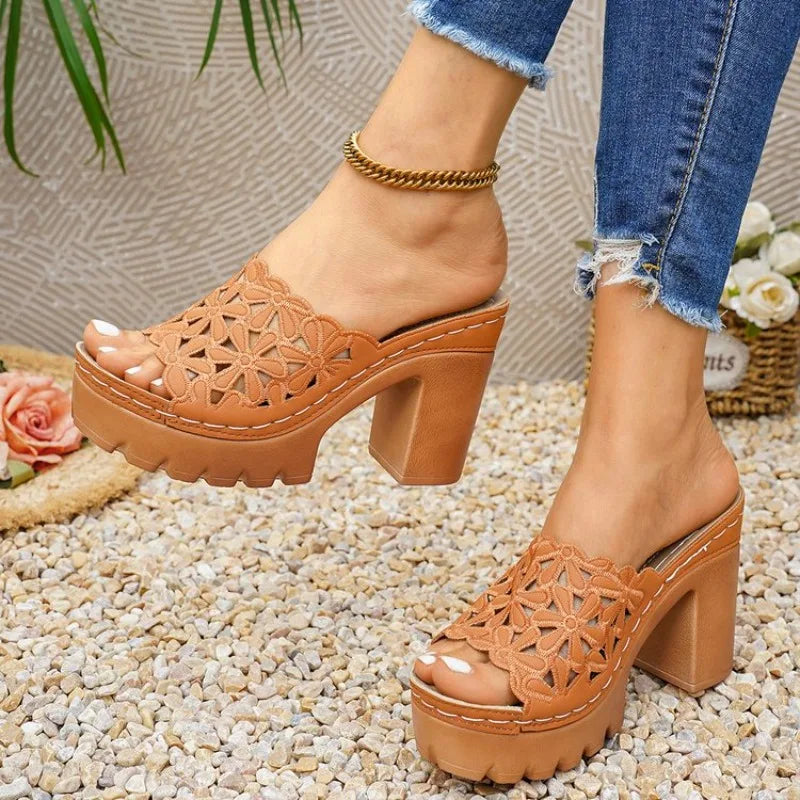 Women'S Heel Slip Thick Soled High Heel Casual Shoes Heels Sandals Womens large size35-43