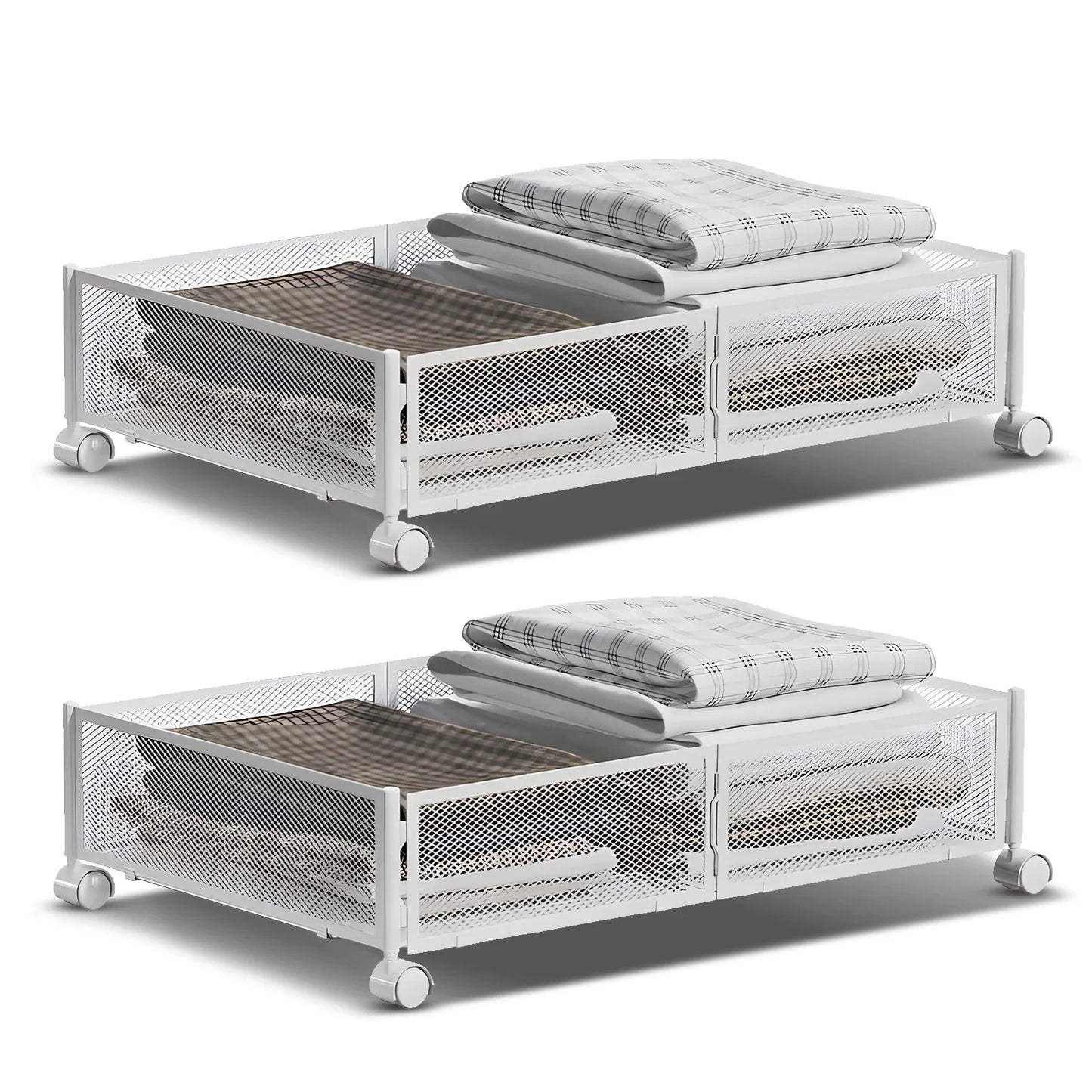 Foldable Under Bed Storage Container with Wheels Multifunctional Home Dorm Toys Clothes Books Shoes Storage Bins Visible